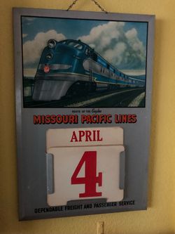 Missouri Pacific Lines tin perpetual calendar Vintage 