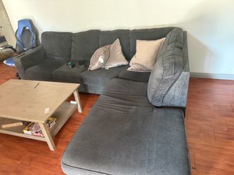 Gray Sectional L Couch & Loveseat