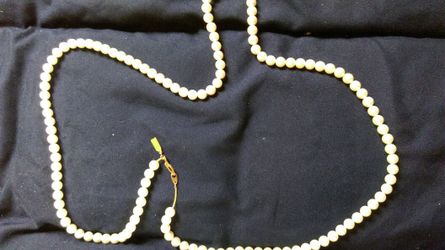 Marvella 30" long be place of faux pearls on thin gold chain