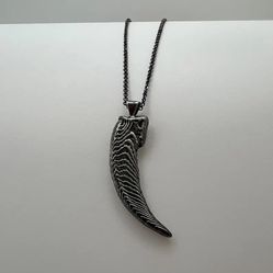 Oxidized Silver Badger Claw Necklace