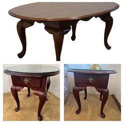 Broyhill Queen Anne Style Coffee and End Tables