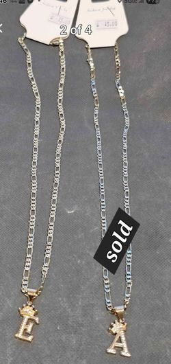 Initial Crown Figaro Chain Necklaces. $15 each