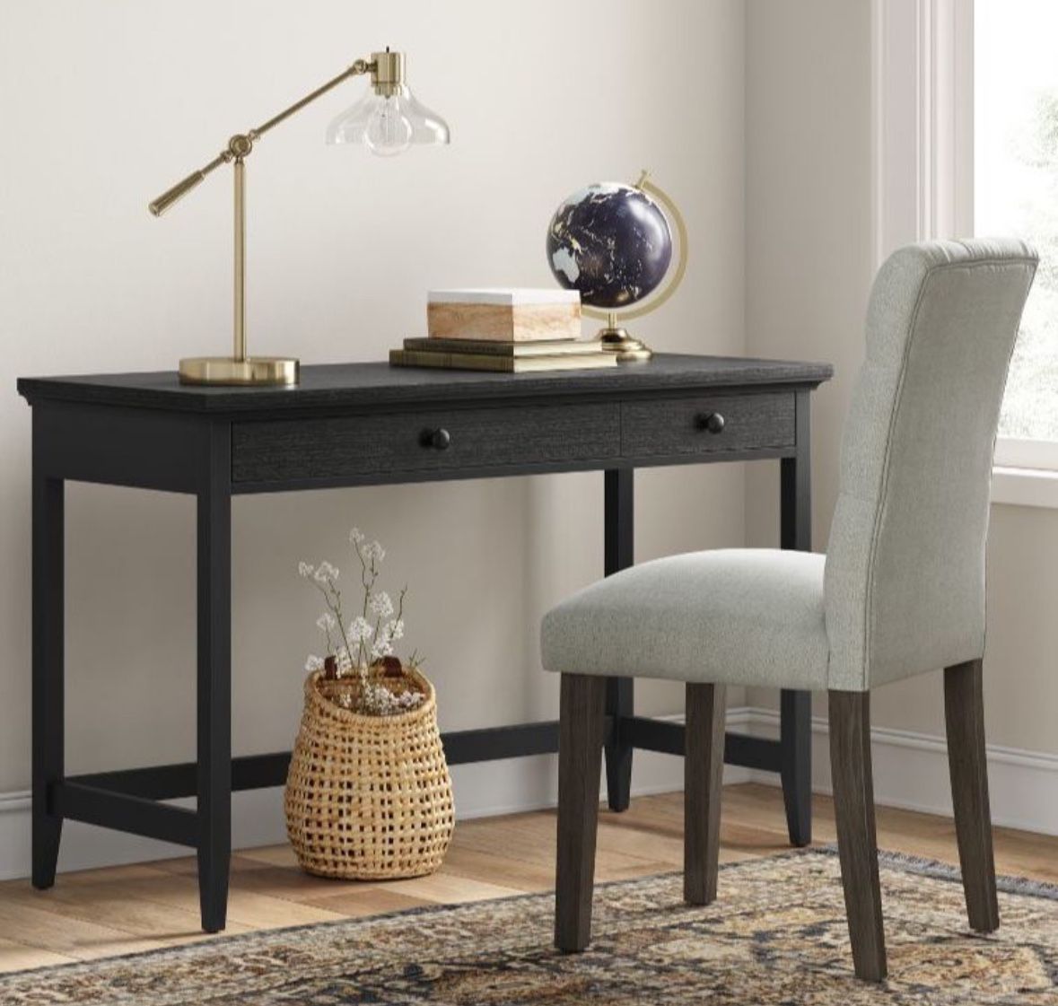 Carson Wood Writing Desk with Drawers Black - Threshold