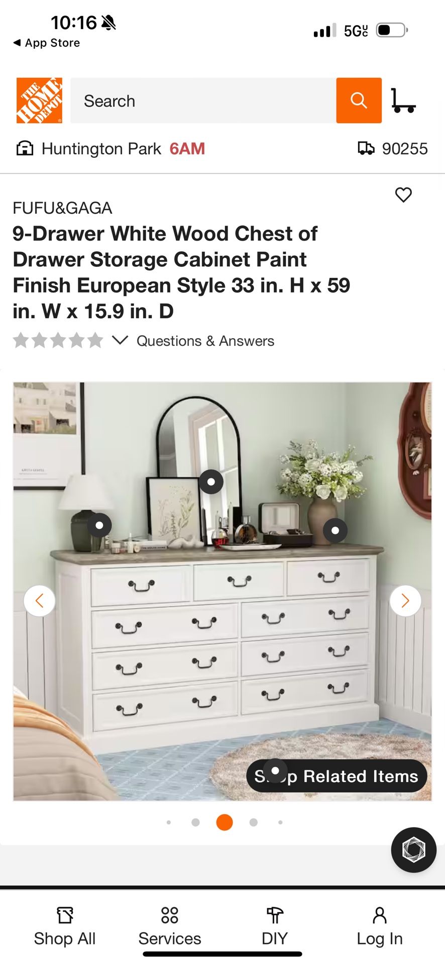 FUFU&GAGA 9-Drawer White Wood Chest of Drawer Storage Cabinet Paint Finish European Style 