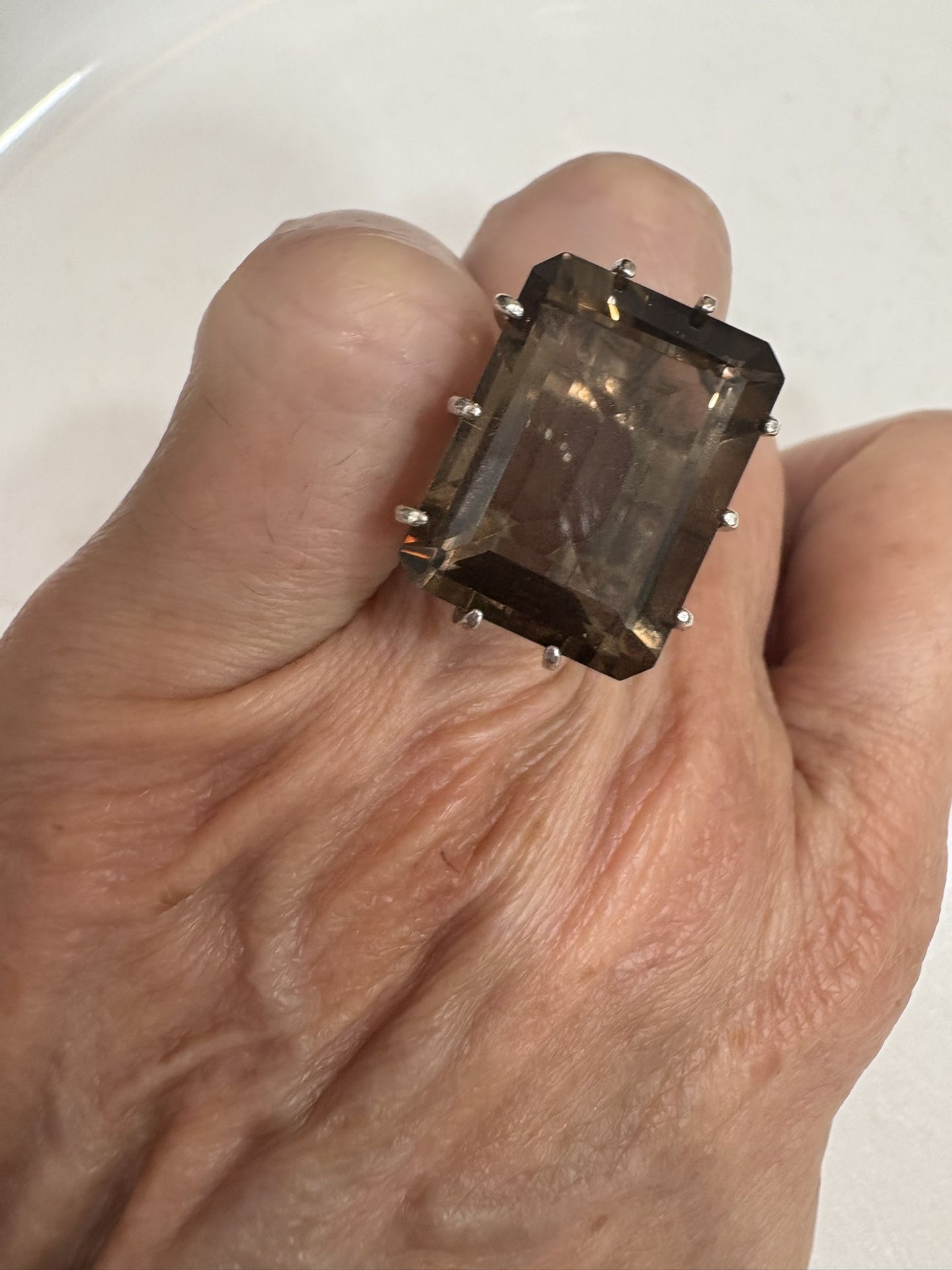 Sterling Silver Natural Smoky Quart Ring