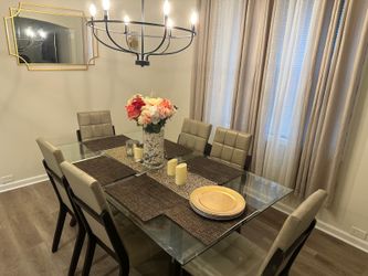 6 Chair Glass Dining Set 