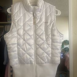 bebe goose down white puffer vest size medium
