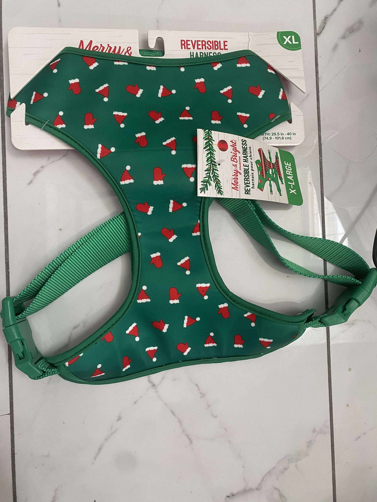 dog/cat Reversible Harness Merry and Bright Christmas Collection Size XL