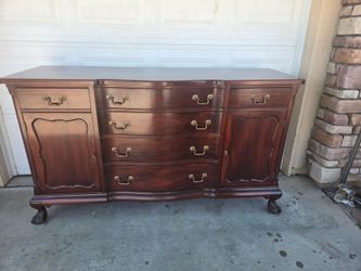 Antique Mahogany Buffet Sideboard with Brass Hardware
