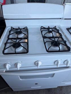 GE~🔥White 4-Burner Gas Range Stove