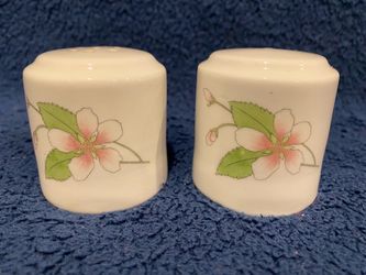 Vintage Wedgwood Hotelware Pink Floral Salt & Pepper Shakers Made In England 2” High