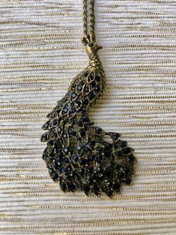 Peacock 🦚 brass and onyx necklace