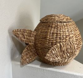 Vintage Woven Wicker Fish Basket