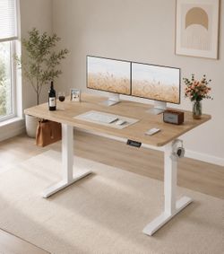 47 × 24 Inches Electric Height Adjustable, Sit and Stand Up, Computer Office Desk with Splice Board,