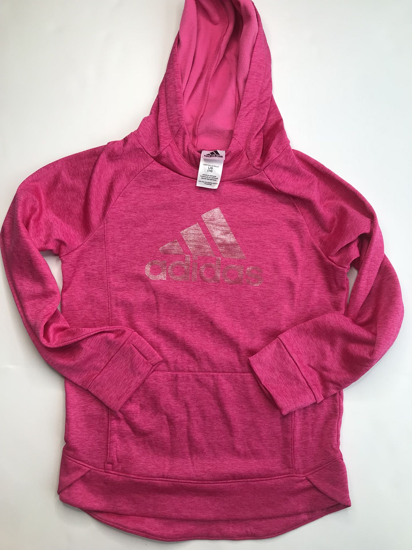 Hot pink adidas hoodie kids large adult small