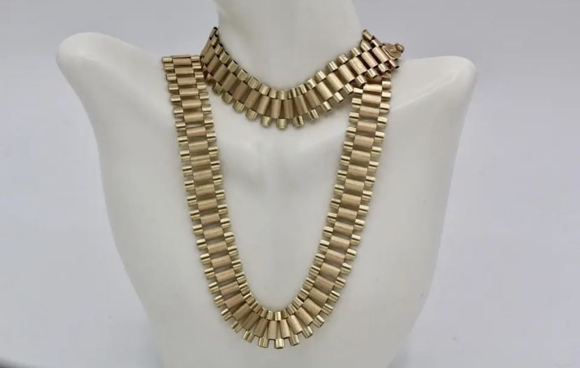 10K Gold Hollow Rolex Link Chain Necklace 16mm Wide 26" Long 54.8 Grams