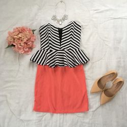 Stripes Pink Peplum Dress