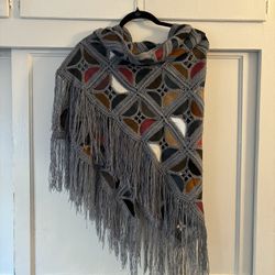 Leather Crochet Patchwork Shawl 