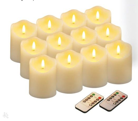 12 Flameless Wax Candles With Remotes 