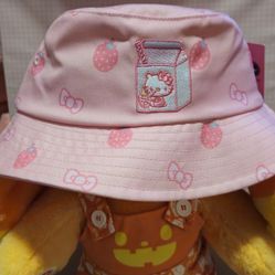 Pink Hello Kitty Strawberry Milk Bucket Hat