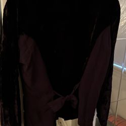 Plum Embroidered Long Sleeve Blouse