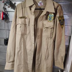 Stranger Things Hopper Sheriff Shirt Size Large With Badge And Name Tag. 