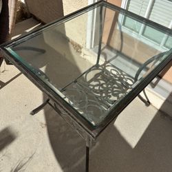 Outdoor Metal Glass Top Table