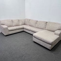 Beige U-Shaped Sectional Sofa with Chaise - Retails 2.4k