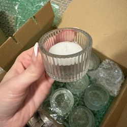Glass Tea Candle Holder And Candles
