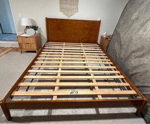 Mid century modern wood California king bed frame
