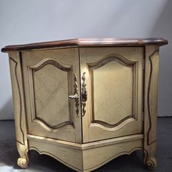 Vintage French Provincial Hexagonal Accent Cabinet / End Table