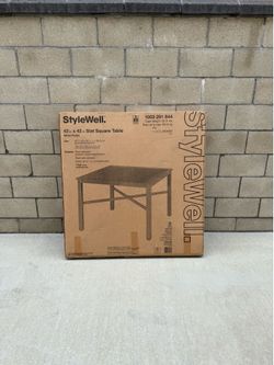 NEW StyleWell 42” Mix & Match Lattice White Square Metal Outdoor Patio Dining Table w/Slat Top