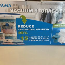 Vacuum Storage Bags with Electric Air Pump, 12 Pack