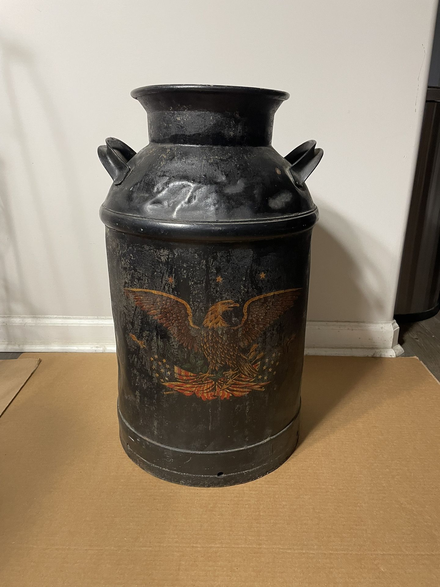 Antique Vintage Eagle Steel Milk Can
