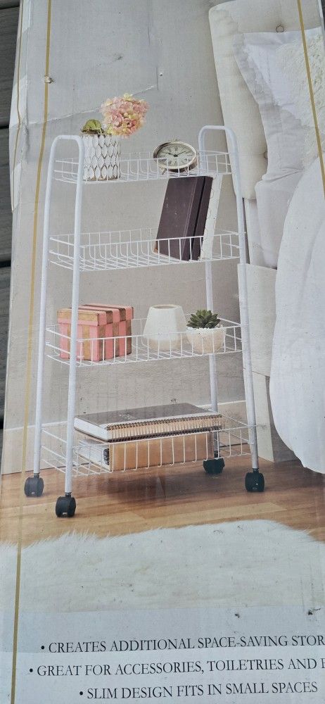 NEW 4-Tier Rolling Cart Shelving Cart (Caster Wheels) Metal White
NEW in the box
16 in. W x 9.5 in. D x 33 in. H
San Jose 95121