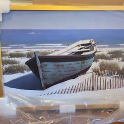 Blue Boat Abandoned Beach