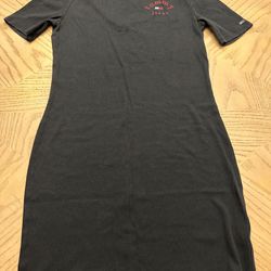 Tommy Jeans Womens Black Ribbed Mini Short-Sleeve T-Shirt Dress  Size XL