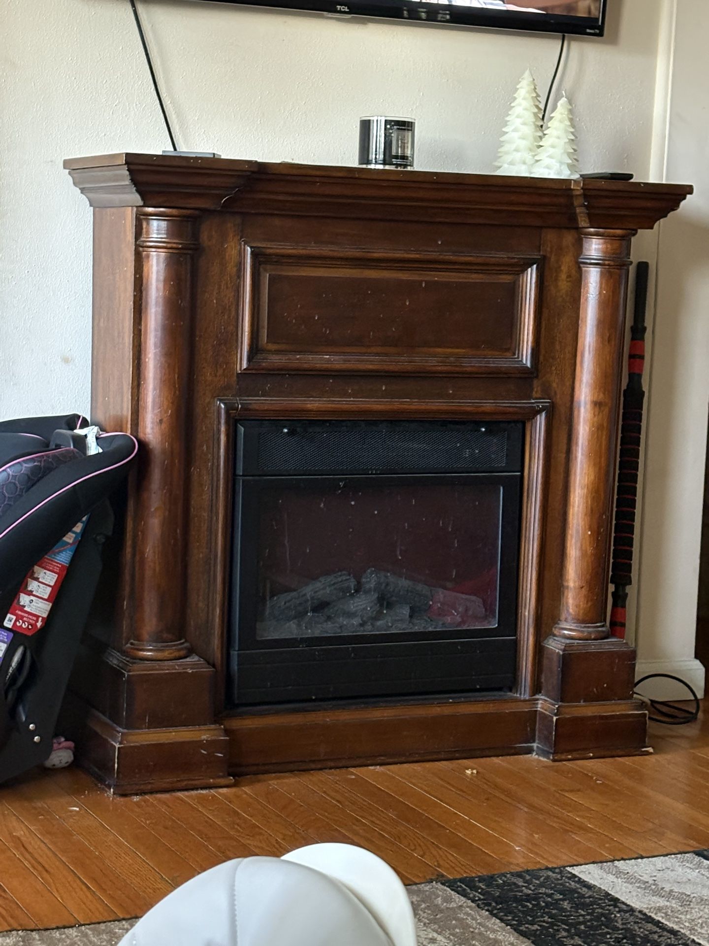 Dark Brown Electric Fireplace