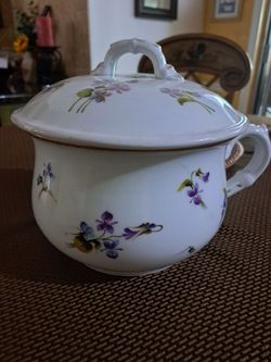 Antique Porcelain Chamber Pot with Lid
