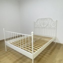 IKEA LEIRVIK Metal Bed Frame King size White 