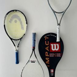 Four Tennis Rackets And Soft Carry Case