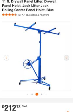 11 ft. Drywall Panel Lifter, Drywall Panel Hoist, Jack Lifter Jack Rolling Caster Panel Hoist, Blue