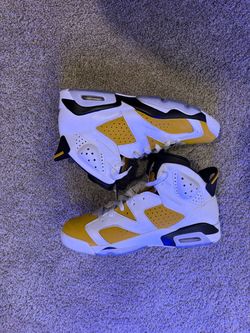 Air Jordan 6 Retro White Yellow Black Sneakers
