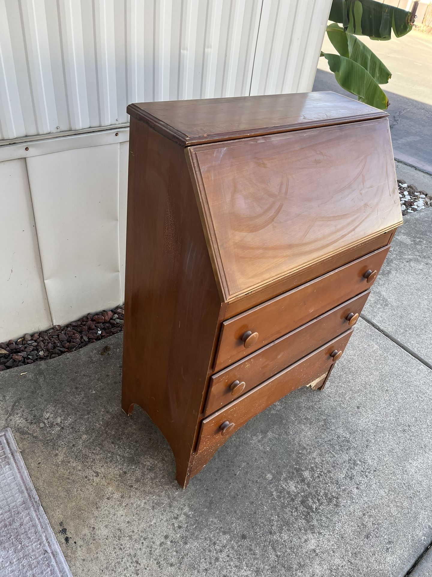 Antique 4 Drawer Dresser With Fold Out Desk.
