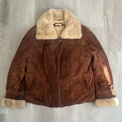 Brown Wilson’s  Leather Aviator Jacket Fur