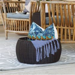 Outdoor Wicker Woven Footstool/basket Furniture Decor Storage Bag For 