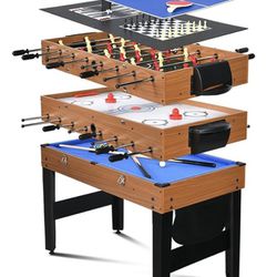 😀 RayChee 7-in-1 Multi-Game Table with Air Hockey, Billiards, Foosball, Ping Pong, Shuffleboard, Chess and Backgammon - 48" Changeable Family Combo 