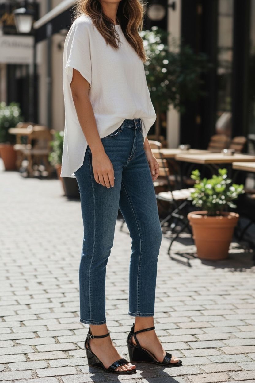 Kelly & Katie Tamra Black Patent Wedge Sandals Size 8