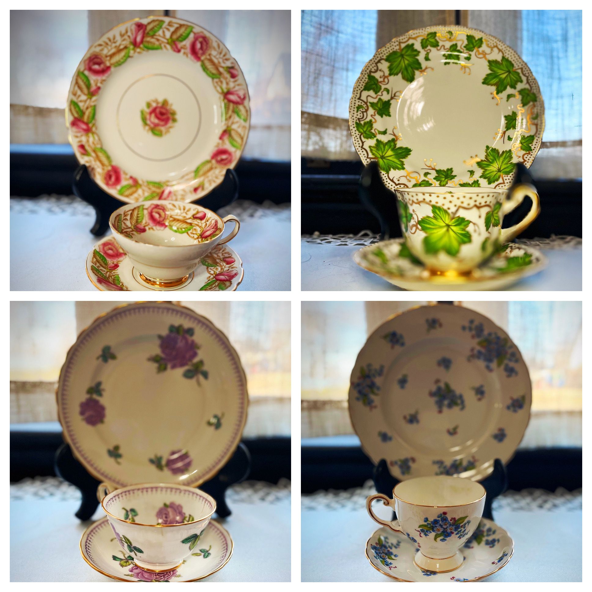 Set Of 4 Vintage Bone China Tea Cup Set 