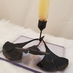 Metal Ginkgo Leaf Candle Holder